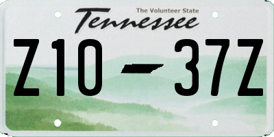 TN license plate Z1037Z