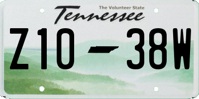 TN license plate Z1038W