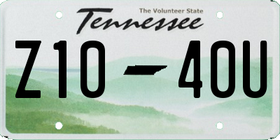 TN license plate Z1040U