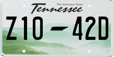 TN license plate Z1042D