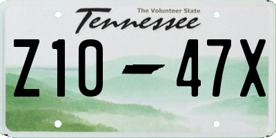 TN license plate Z1047X