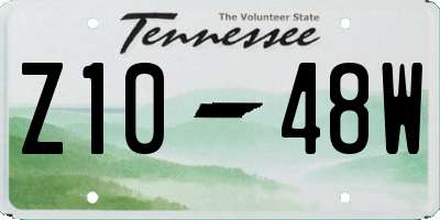TN license plate Z1048W