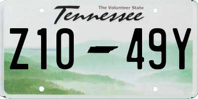 TN license plate Z1049Y