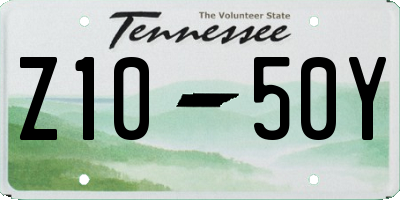 TN license plate Z1050Y
