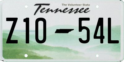 TN license plate Z1054L