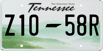 TN license plate Z1058R