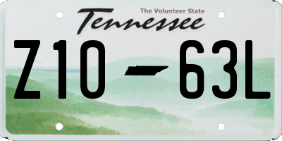 TN license plate Z1063L