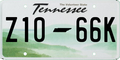 TN license plate Z1066K