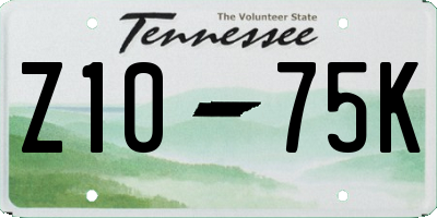 TN license plate Z1075K