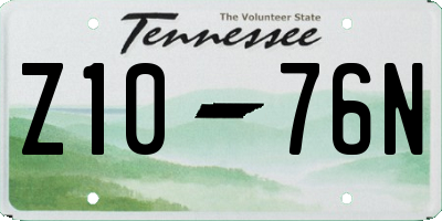 TN license plate Z1076N