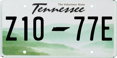 TN license plate Z1077E