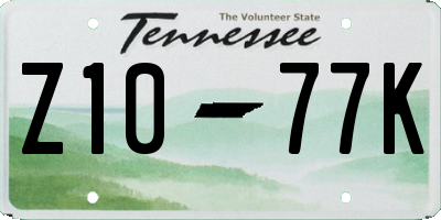 TN license plate Z1077K