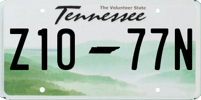 TN license plate Z1077N