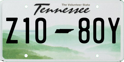 TN license plate Z1080Y