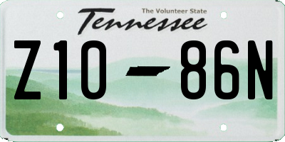 TN license plate Z1086N
