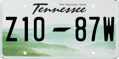 TN license plate Z1087W