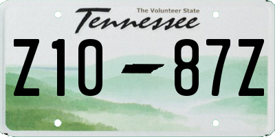 TN license plate Z1087Z