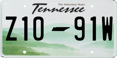 TN license plate Z1091W