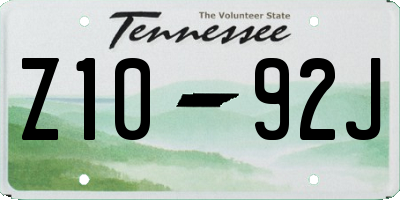 TN license plate Z1092J