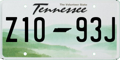 TN license plate Z1093J