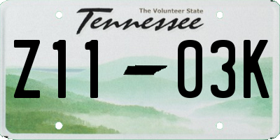 TN license plate Z1103K