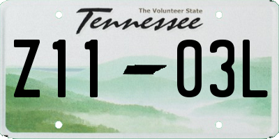 TN license plate Z1103L