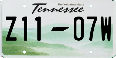 TN license plate Z1107W