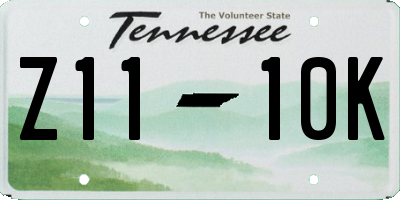 TN license plate Z1110K