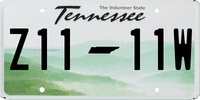 TN license plate Z1111W