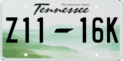 TN license plate Z1116K