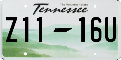 TN license plate Z1116U