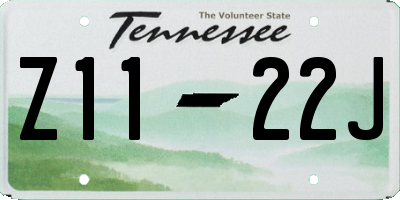 TN license plate Z1122J