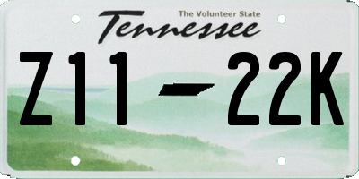 TN license plate Z1122K