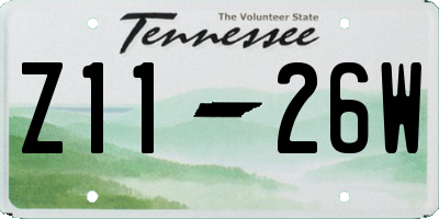 TN license plate Z1126W