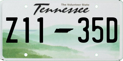 TN license plate Z1135D