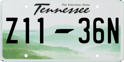 TN license plate Z1136N