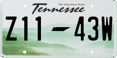 TN license plate Z1143W