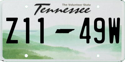 TN license plate Z1149W