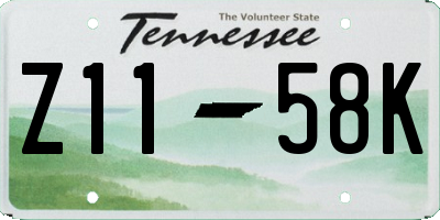 TN license plate Z1158K