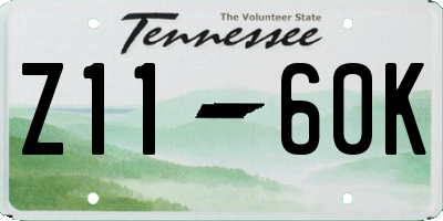 TN license plate Z1160K