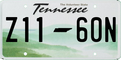 TN license plate Z1160N