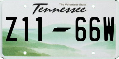 TN license plate Z1166W