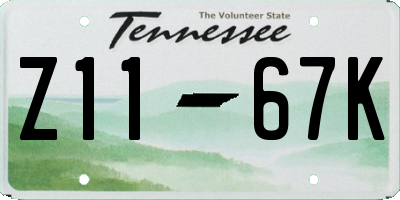 TN license plate Z1167K