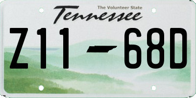 TN license plate Z1168D