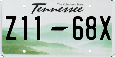 TN license plate Z1168X