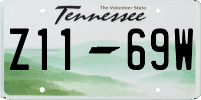 TN license plate Z1169W