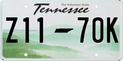 TN license plate Z1170K