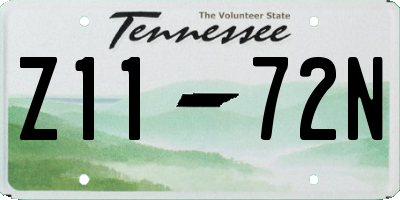 TN license plate Z1172N