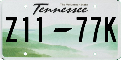TN license plate Z1177K