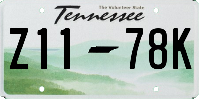 TN license plate Z1178K